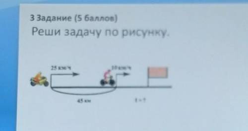 25 км /ч ехал первый мотоцикл а второй 10 км/ч расстояние между машин 45км t=? это сор ​