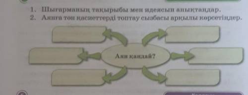 1. Шығарманың тақырыбы мен идеясын анықтаңдар. 2. Аянға тән қасиеттерді топтау сызбасы арқылы көрсет