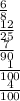 \frac{6}{8} \\ \frac{12}{25} \\ \frac{7}{90} \\ \frac{1}{100} \\ \frac{4}{100}