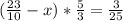 (\frac{23}{10} -x) * \frac{5}{3} = \frac{3}{25}