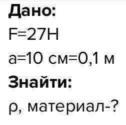 Яка сила тяжіння діє на сталевий кубик с довжиною ребра 10 см? Густина сталі 7800 кг/m3​