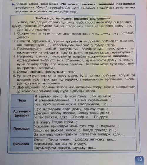 6. Напиши власне висловлення «Чи можна вважати головного персонажа оповідання Снап” героєм?». Для ц