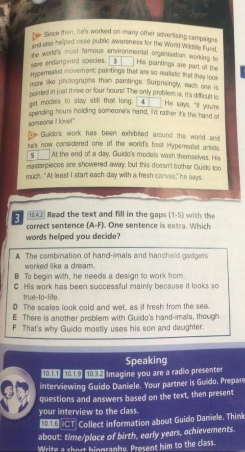 D 10.4.2 Read the text and fill in the gaps (1-5) with the correct sentence (A-F). One sentence is e