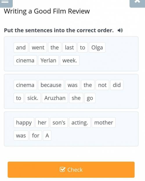 Writing a Good Film ReviewPut the sentences into the correct order.​