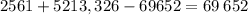 2561+5213,326-69652 = 69 \: 652