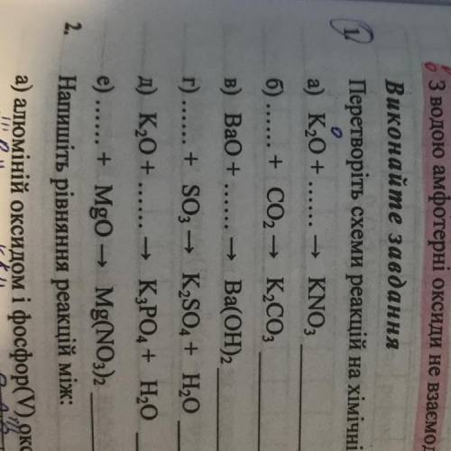 Перетворіть схеми реакцій на хімічні рівняння. Назвіть продукти реакцій: