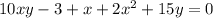 10xy-3+x+2x^2+15y=0