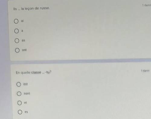 Ils ... la leçon de russe. aasontEn quelle classe ...- tu?estsontO Oetes