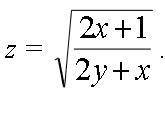 найти и изобразить область определения и линии уровня: z=√(2x+1)/√(2y+x)