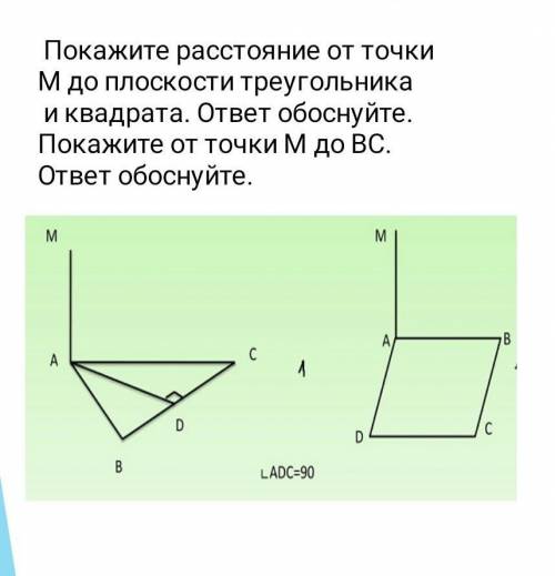 Показать расстояние от точки М до плоскости, и обосновать​