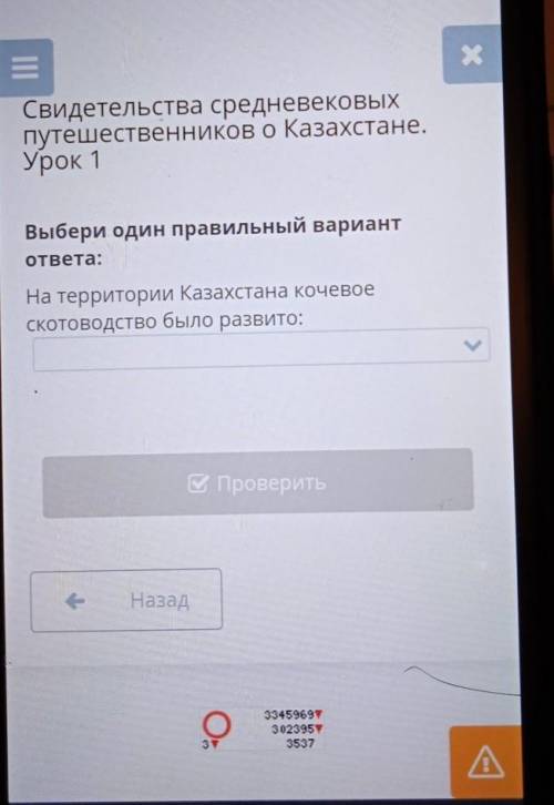 Свидетельства средневековых путешественников о Казахстане.Урок 1Выбери один правильный вариантответа