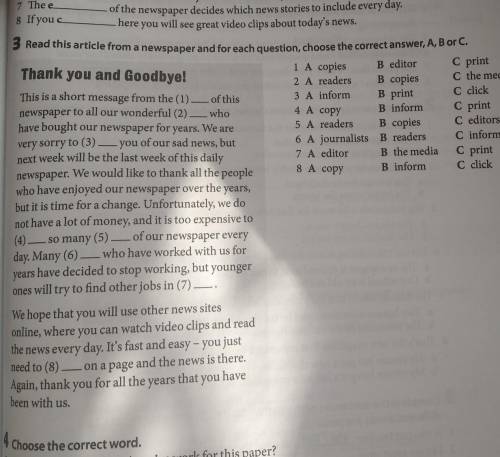 Entertainment 8 A copy3 Read this article from a newspaper and for each question, choose the correct