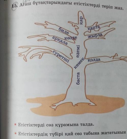 Ағаш бұтақтарындағы етістіктерді теріп жаз​