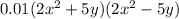 0.01(2 {x}^{2} + 5y)(2 {x}^{2} - 5y)