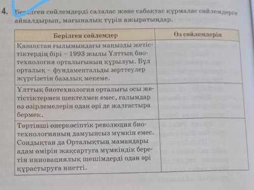 У 4. Берілген сөйлемдерді салалас және сабақтас құрмалас сөйлемдерге айналдырып, мағыналық түрін ажы