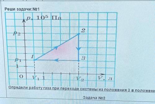 Определи работу газа при переходе системы из положения 3 в положение 1​