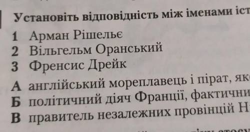 Установіть відповідність між іменами історичних діячів та їхніми характеристиками. 1 Арман Рішельє2