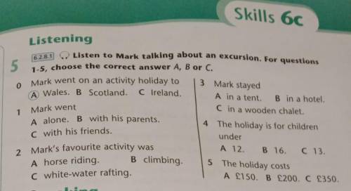 Listen to Mark talking about an excursion.For questions 1-5, choose the correct answer A,B or C.​