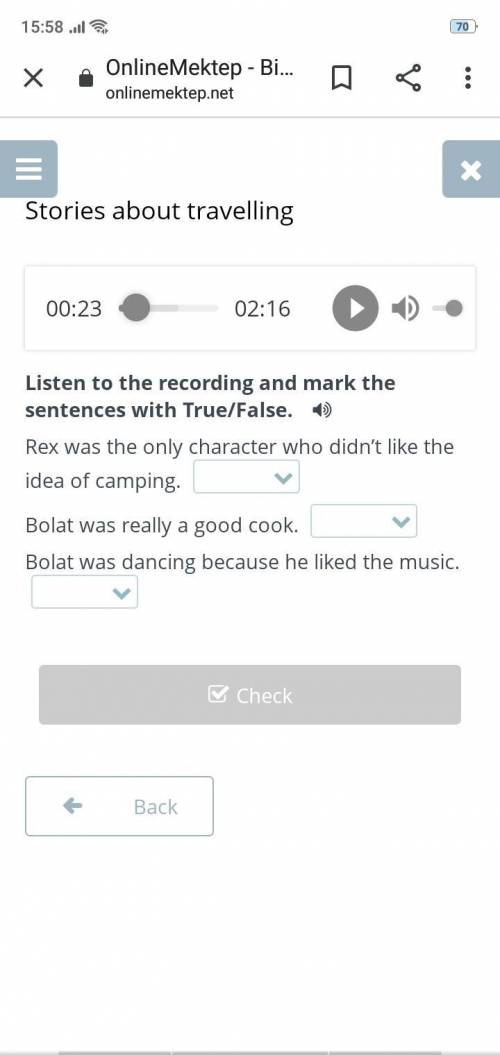 Stories about travelling Listen to the recording and mark the sentences with True/False. ) Rex was t