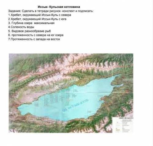 Не спамьте География 8 класс. Сделайте рисунок-конспект. Иссык-Кульская котловина