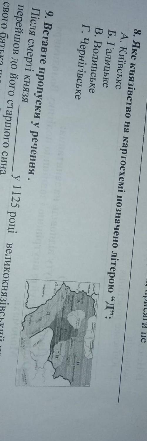 Яке князівство на картосхемі позначено літерою Д(восьме)​