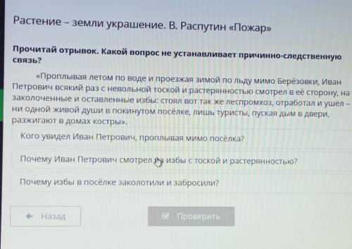 Прочитай отрывок. Какой вопрос не устанавливает причинно-следственную связь?«Проплывая летом по воде