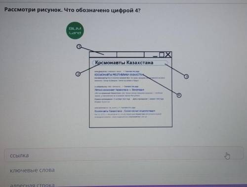 Поиск информации. Урок 2формации.Рассмотри рисунок. Что обозначено цифрой 4?​