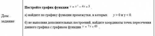 Постройте график функции y = x^2 - 4x + 3. а) найдите по графику функции промежутки, в которых у >