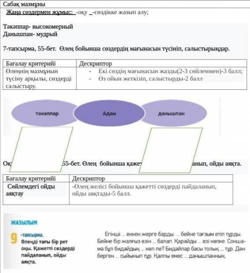 Жұмыс реті Сабақ мазмұны Таныс (Ознакомься)Орында(выполни)Орында(выполни)  Жаңа сөздермен жұмыс:  -о