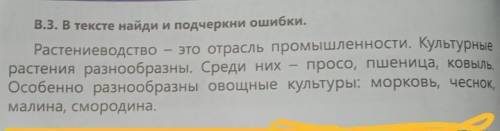 В.3. В тексте найди и подчеркни ошибки.​