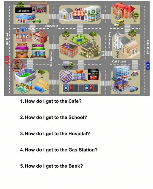 2. How do I get to the School?3. How do I get to the Hospital?4. How do I get to the Gas Station?5.