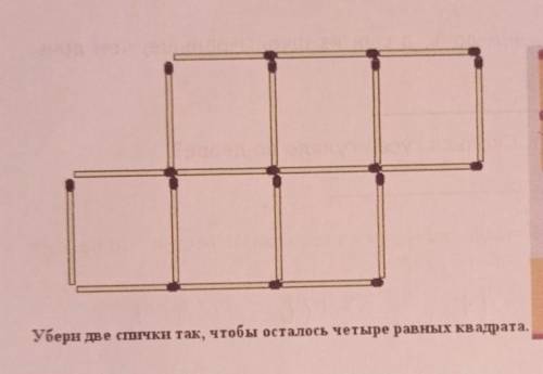Уберите две спички так что бы осталось четыре равных квадрата​