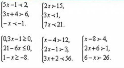 выберите и решите 2 системы линейных неравенств с одной переменной обязательно изобразить на числово