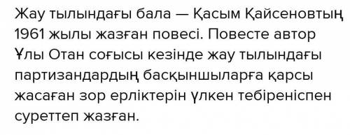 Жау тылындағы бала негізгі ой мен шығармашылық идеясы?