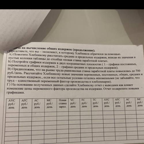 Ача на вычисление общих издержек (продолжение). Представьте, что вы - Хлебникову рассчитать средние