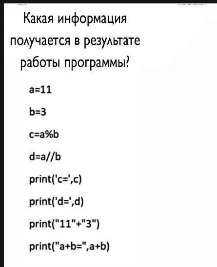 Какая информация получается в результате работы программы?​