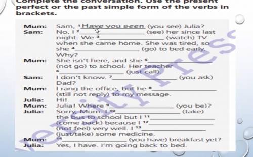 Complete the conversation. Use the present perfect or the past simple form of the verbs brackets. Sa