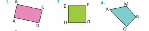 Для каждой фигуры покажите и запишите: a) параллельные стороны b) перпендикулярные стороны