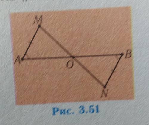 Точки M i N розміщені по різні боки від прямої АВ, і при цьому МА=NB, кут MAB=кутуNBA (рис. 3.51). Д