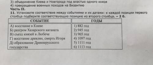 Установите соответствие между событиями и их датами ​