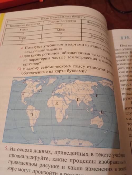 Для каких регионов обозначенных на карте буквами не характерны частые землетрясения и извержения вул