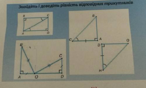 Знайдіть і доведіть рівність відповідних трикутників