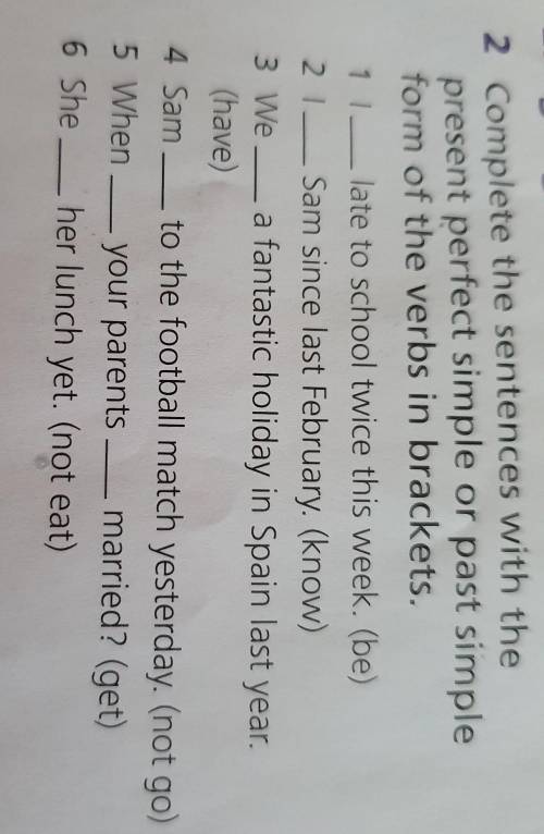 2 Complete the sentences with the present perfect simple or past simpleform of the verbs in brackets