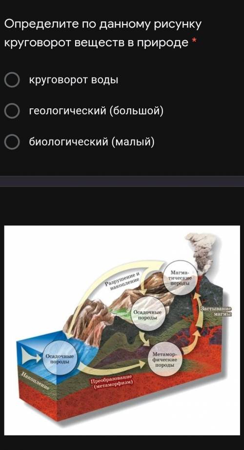 Определите по данному рисунку круговорот веществ в природе * круговорот водыгеологический (большой)б