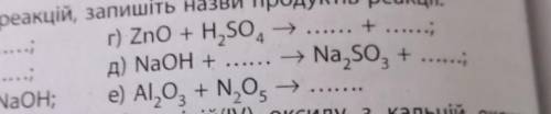 доповніть схему реакцій, запишіть назви продуктів реакції. г, д, е ​