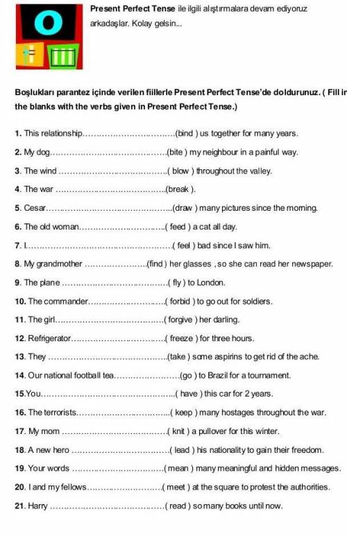 Fill in the blanks with the verbs given in presents perfect tense​