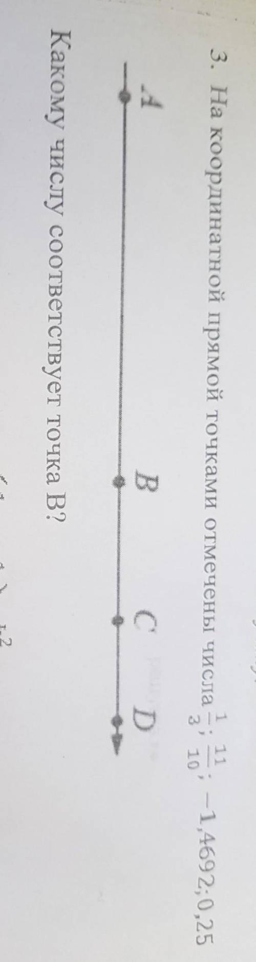 На координатной прямой точками отмечены числа 1/3 11/10 -1,4692 0,25​