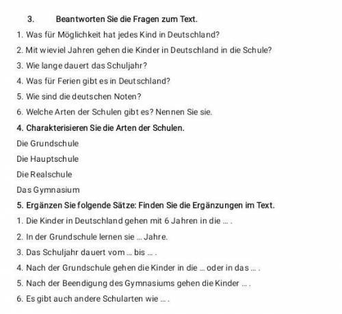 Beantworten Sie die Fragen zum Text. 1. Was für Mög lichkeit hat jedes Kind in Deutschland? 2. Mit w