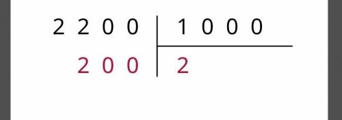 Сколько будет 2200:1000 в столбик