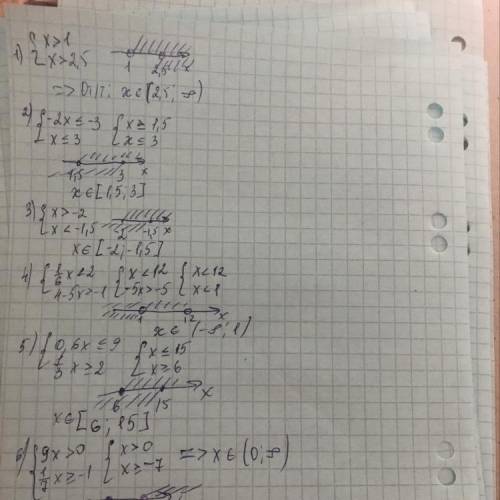 975. 1) {x > 1,{x > 2,5;3) {fx < -1,5,{x>-2;5) {0,6x < 9,1{3 x > 2;6) {9x > 0,1